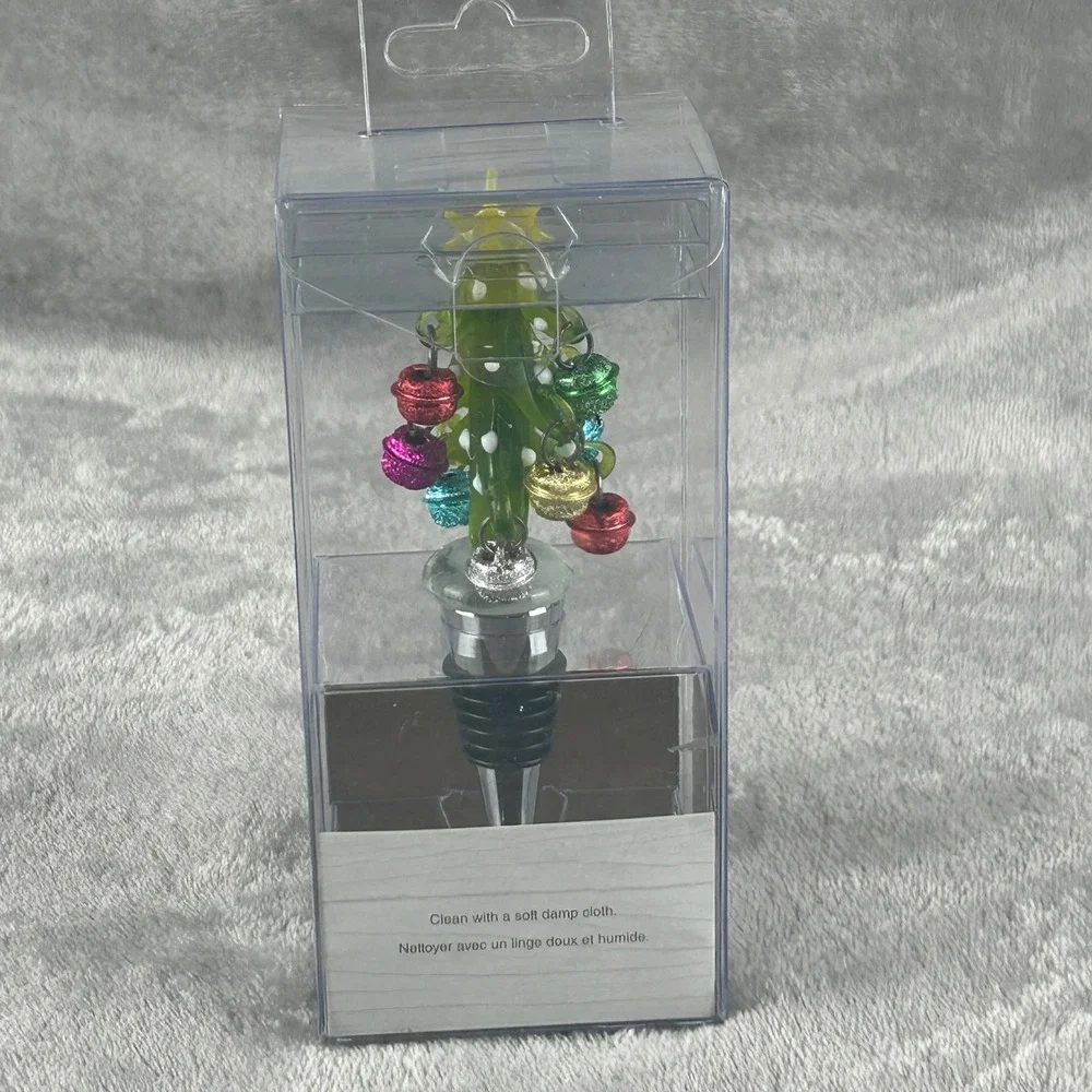Pier 1 Imports Christmas Tree Bottle Stopper Glass Bell Ornaments Holiday Decor